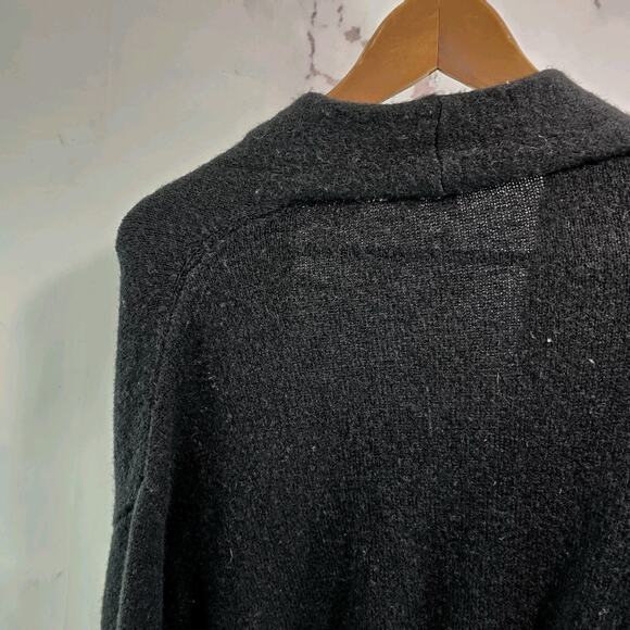 Anthropologie Sweater Womens Large Black Wool Cardigan Vallon Cuffed Ribbon Long - Picture 6 of 16